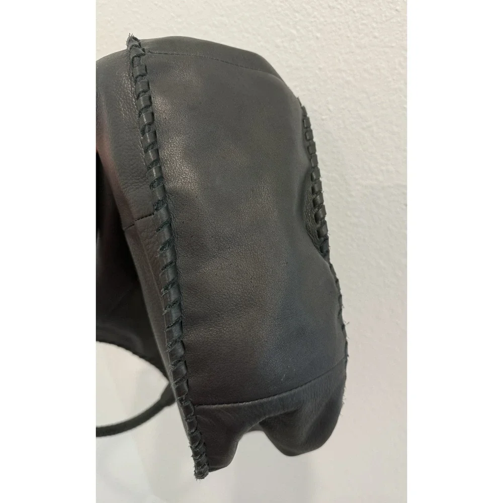 Margot Black Leather Large Hobo Style Shoulder Bag Tote Wrapped Braided Handles